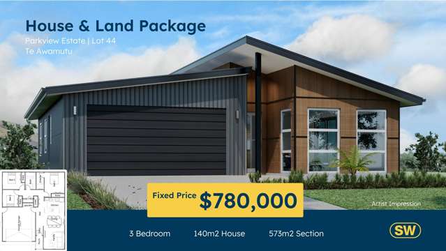 **SPECIAL OFFER** Limited Time Only! House and Land Package, Lot 46, Parkview Estate, Te Awamutu