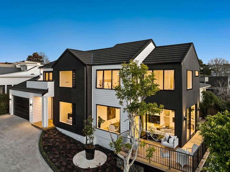 dark stained wood townhouse with open doors and wood deck  1/259 Jervois Road, Herne Bay, Auckland