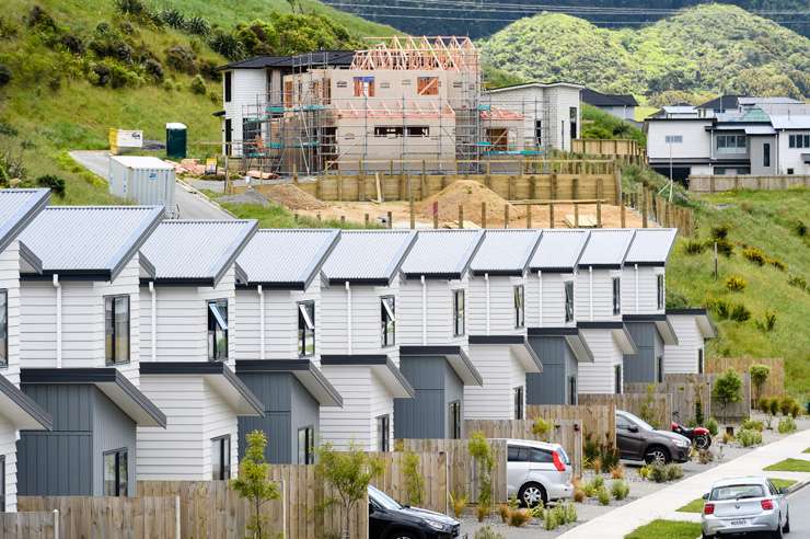 Houses in Lyall Bay, in Wellington City. Property values in the capital have fallen almost 18% since peaking at the start of the year. Photo / Getty Images