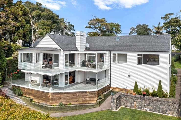 A luxury home at 12 Lammermoor Drive, in St Heliers, Auckland, sits on a 1433sqm section and comes with a swimming pool and tennis court. Photo / Supplied