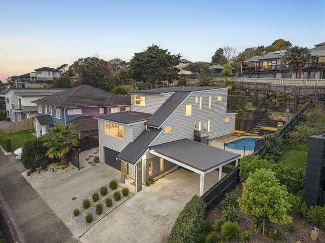 Stylish family living with poolside entertaining