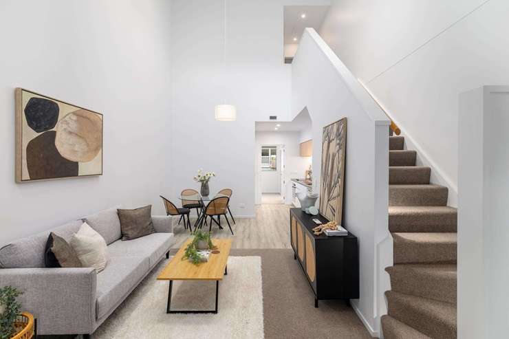 A two-bedroom, two-bathroom townhouse on Lichfield Street, across the road from Christchurch's Te Kaha stadium, sold for $705,000 last week. Photo / Supplied