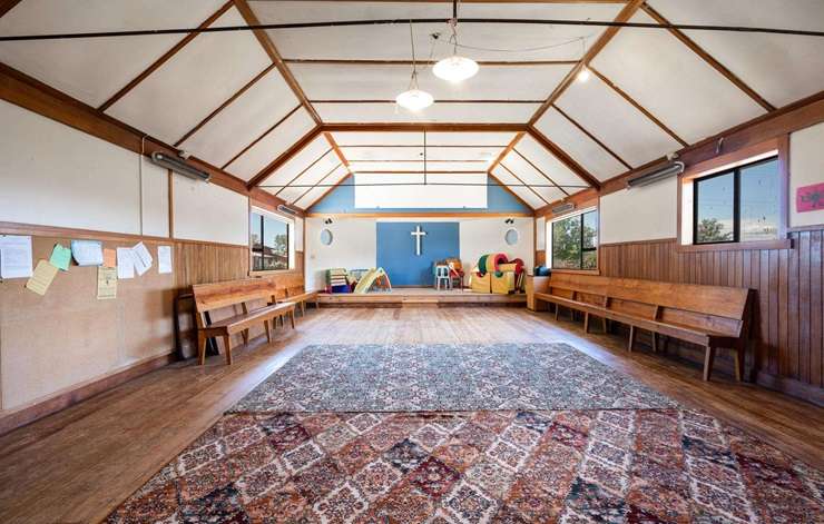 The former Saint Augustine Church at 907 Tuapeka Mouth Road, Balclutha, is an off-grid miracle with a price guide of over $439,000. Photo / Supplied