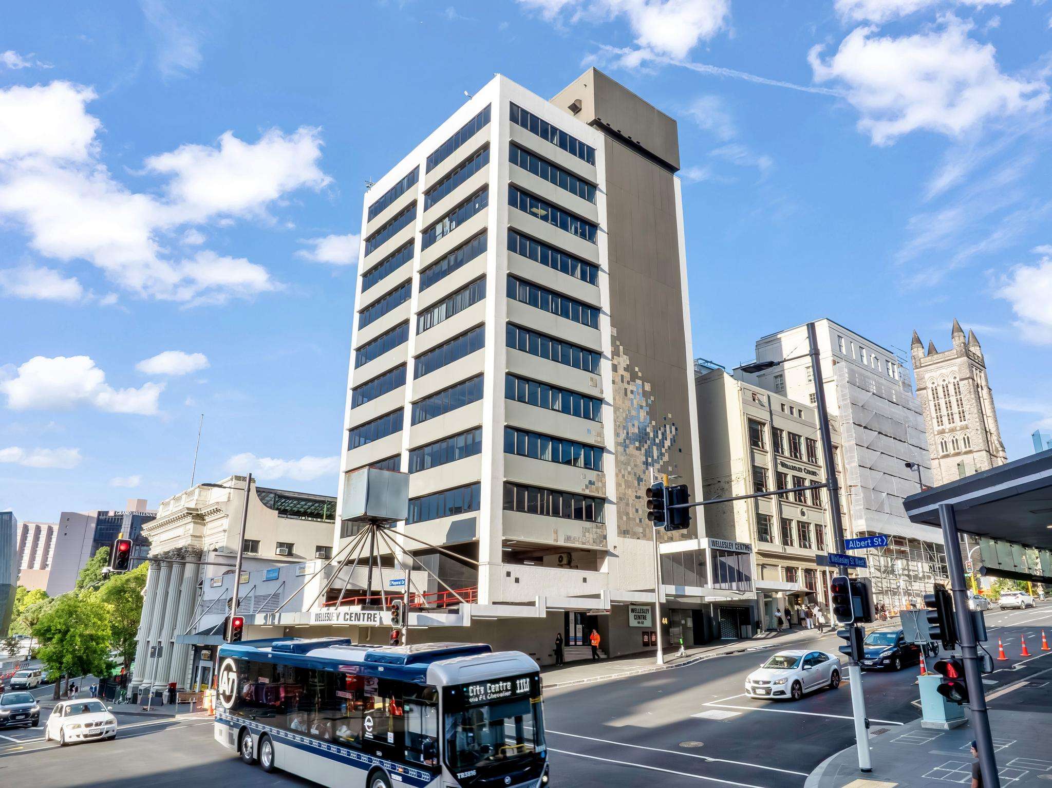 Refurbished offices beside busy train station