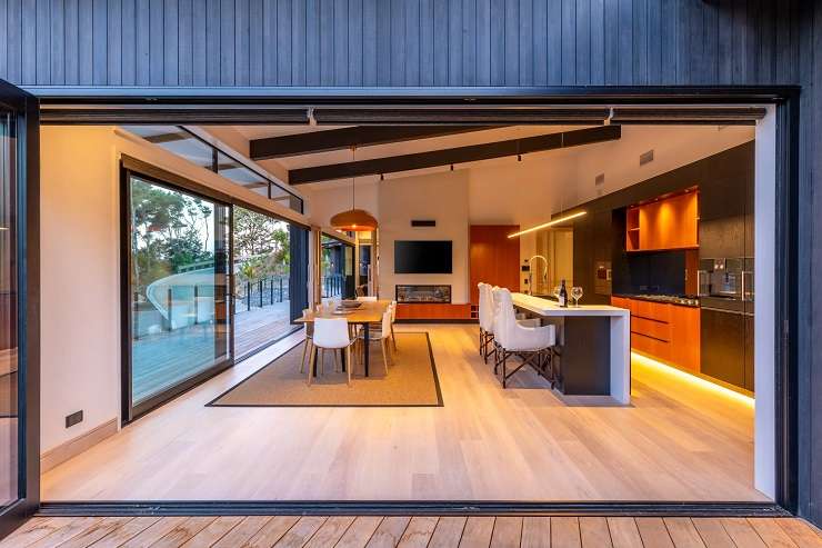 The new-build home on Astrolabe View, in Kaiteriteri, Tasman, had won a clutch of awards for its design and build. Photo / Supplied