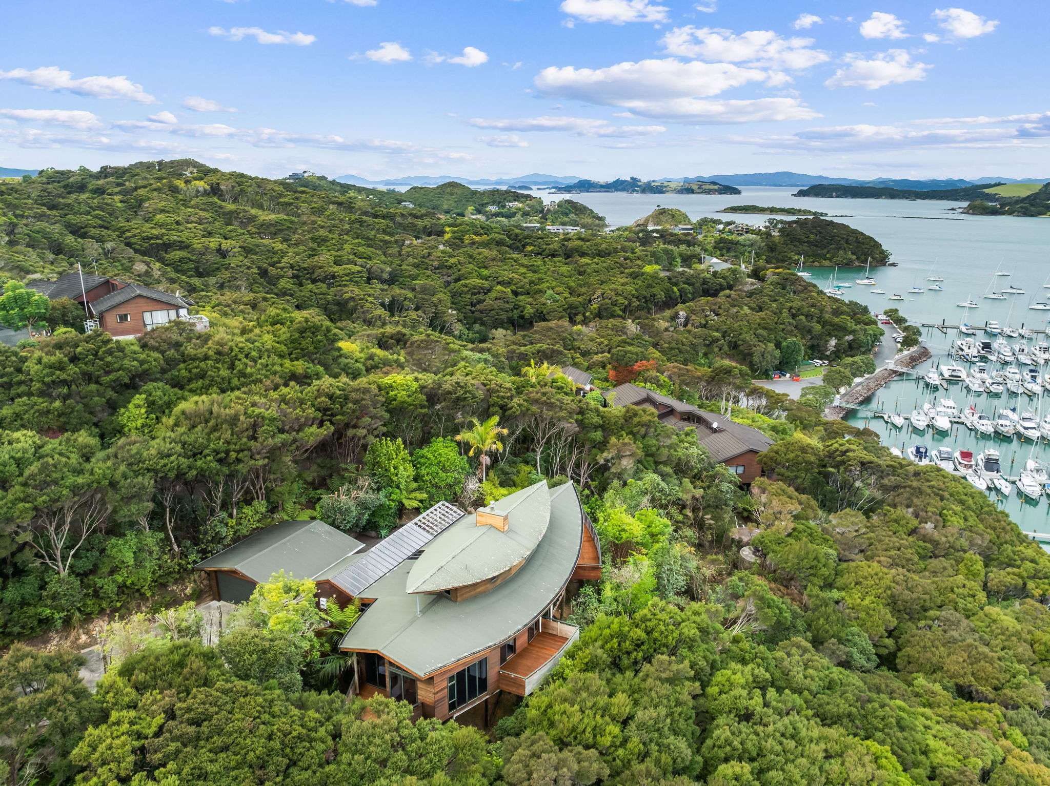 The three-bedroom bach for sale at 19 Anchorage Heights Place, in Kerikeri, Far North, has a nautical design. Photo / Supplied