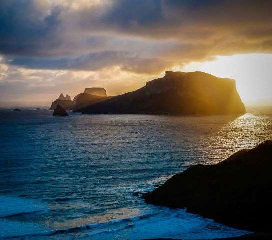 pier, rugged shoreline, Pitt Island in the Chatham Islands