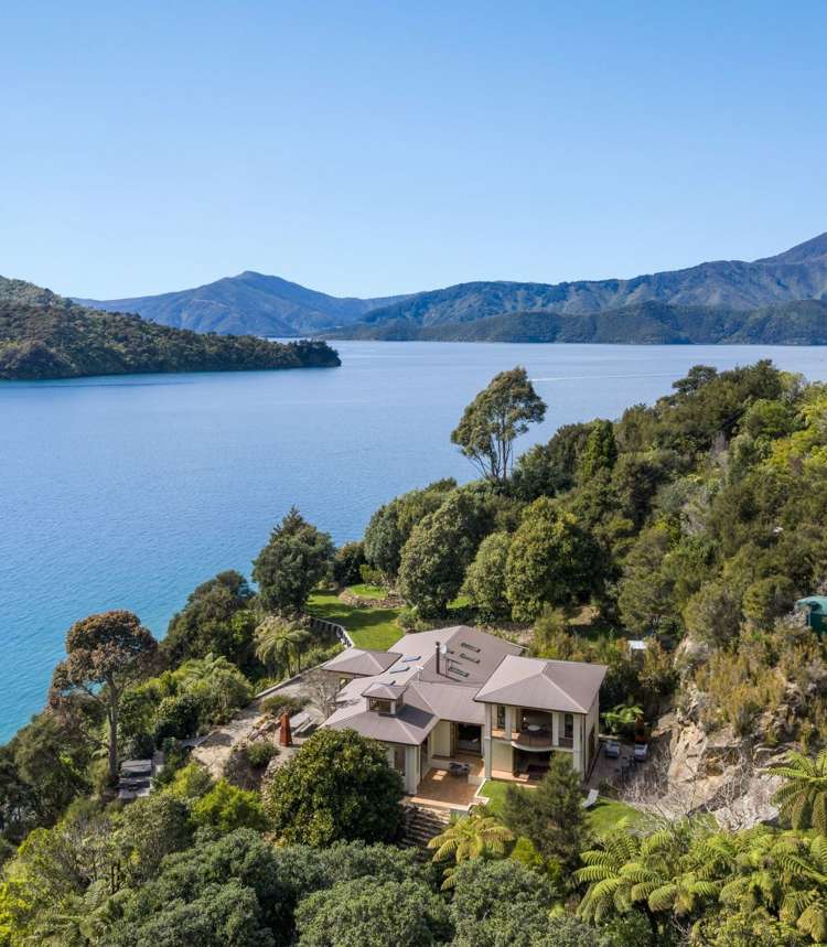 Marlborough Sounds retreat with private beach and five cabins for sale