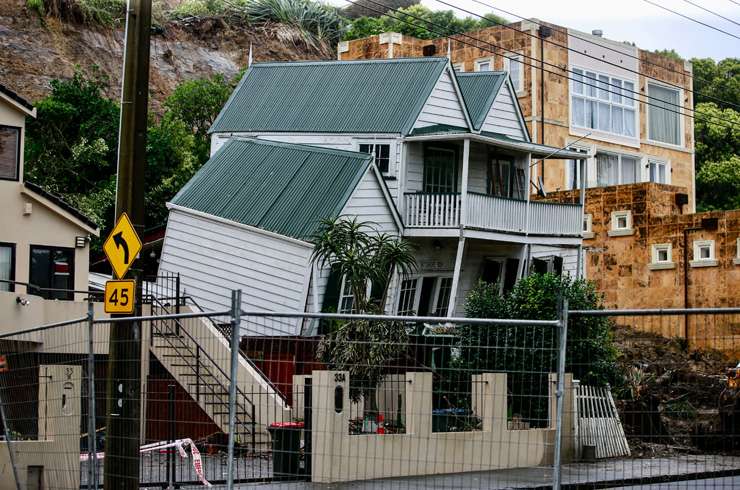 Slips at St Marys Bay, one of Auckland's wealthiest suburbs, threaten properties. Photo / Bernard Orsman