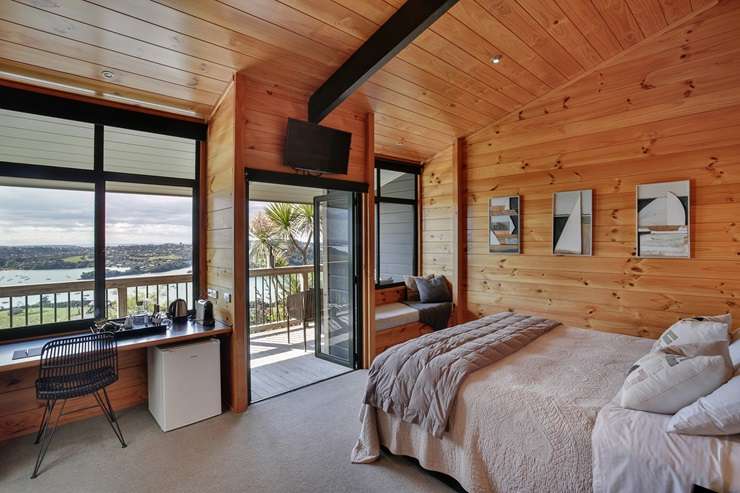 Te Whau lodge, at 36 Vintage Lane, on Waiheke Island, is being marketed to overseas buyers. Photo / Supplied