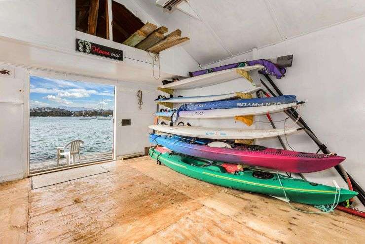 141 Evans Bay Parade, in Hataitai, Wellington, is up for grabs. Bought by Helen and Guy Scott in 1992, the shed is one of the few to hit the open market. Photo / Supplied