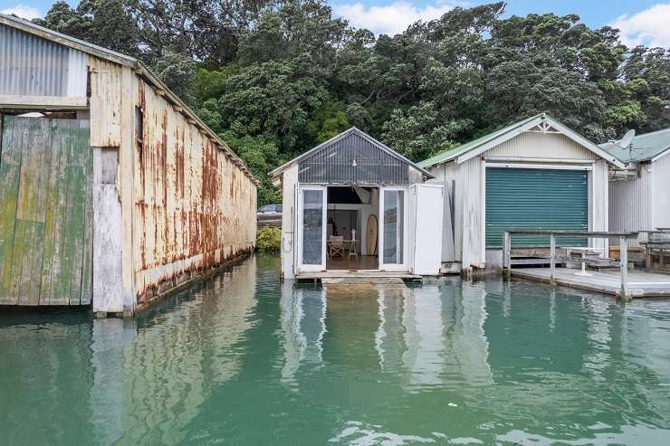 boatsheds on water with trees behind  Boatshed 20 1 Ngapipi Road, Orakei, Auckland on Hobson Bay