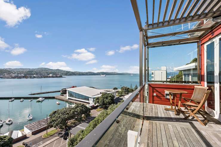 Three of the houses for sale on McFarlane Street, in Mount Victoria, are right next door to each other. Photo / Supplied