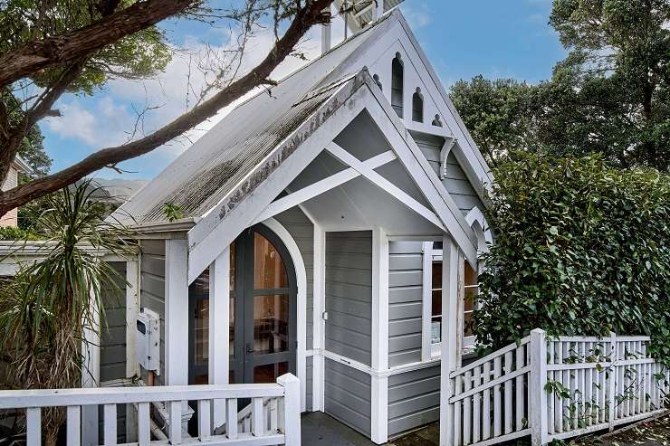 The former Wadestown Presbyterian Church is for sale and is inviting buyer enquiry over <img.599m. Photo / Supplied