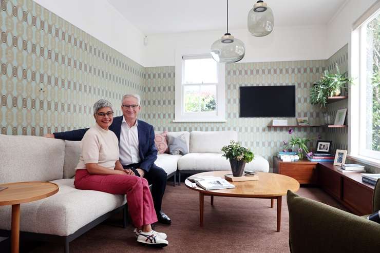 Bayleys agents Steve and Nila Koerber in their dream home. Photo / Fiona Goodall