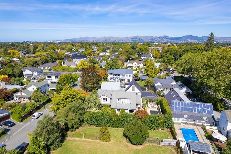 aerial view of two sections surrounded by big houses and trees 7 and 9 Thornycroft Street Fendalton Christchurch