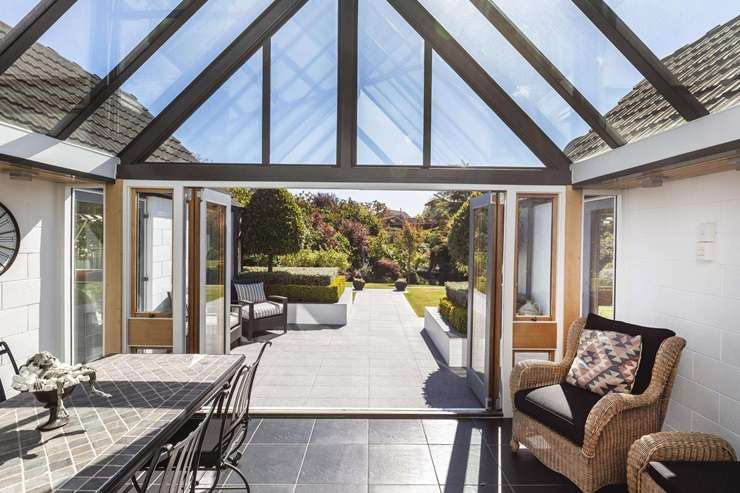 A Sir Miles Warren classic on Idris Road, in Fendalton, Christchurch is being auctioned later this month. Photo / Supplied
