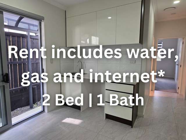 2 bed water gas internet parking incl