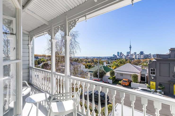 white two storey victorial villa with bay window  16 Paget Street Freemans bay