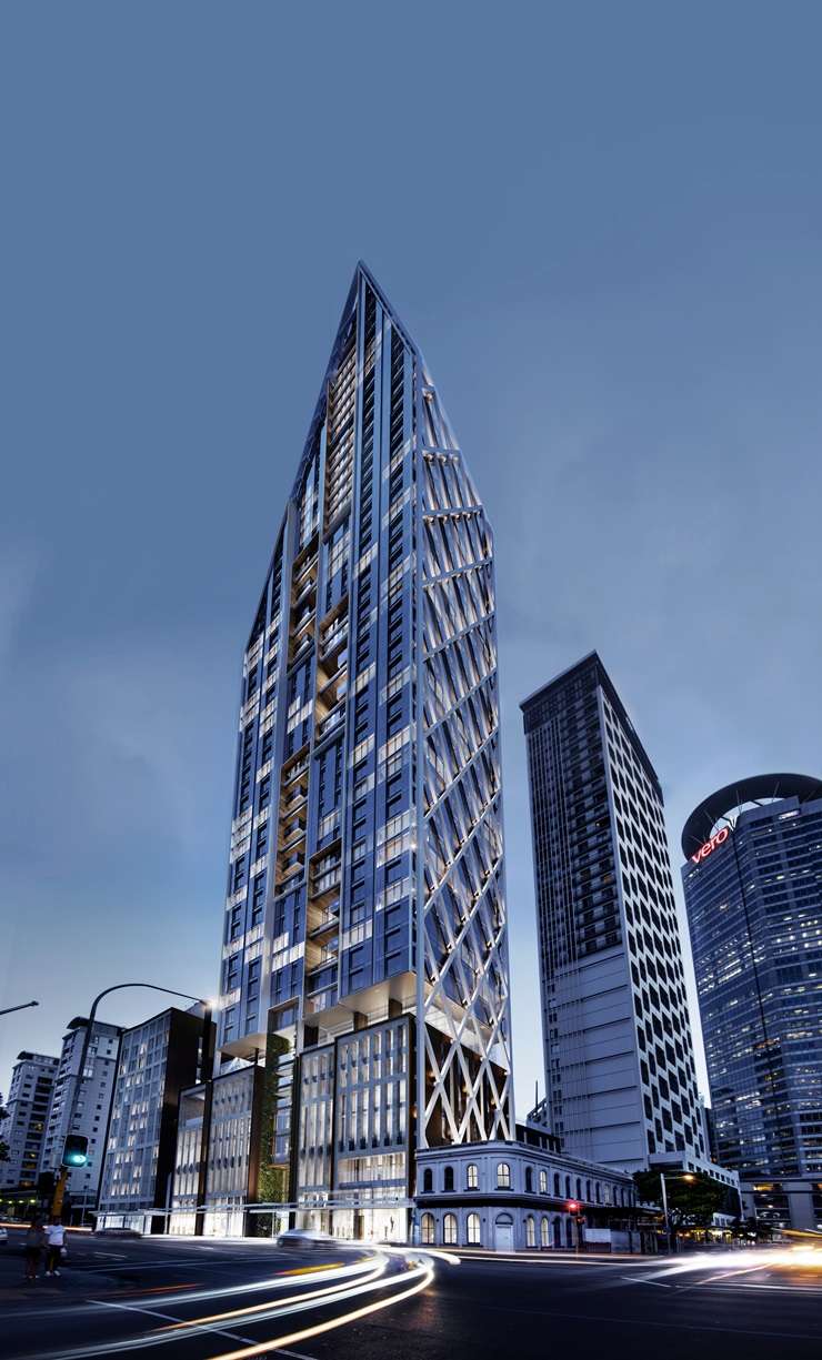 The unfinished Seascape tower in downtown Auckland is being sold
