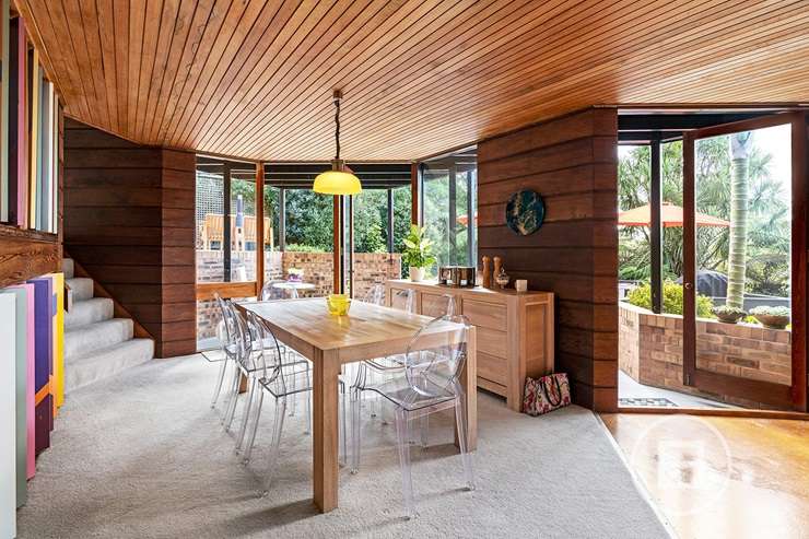 Designed by architect Claude Megson for the Barr Family in 1972, 7 Keretene Place, in Meadowbank, Auckland, goes to auction on April 13. Photo / Supplied