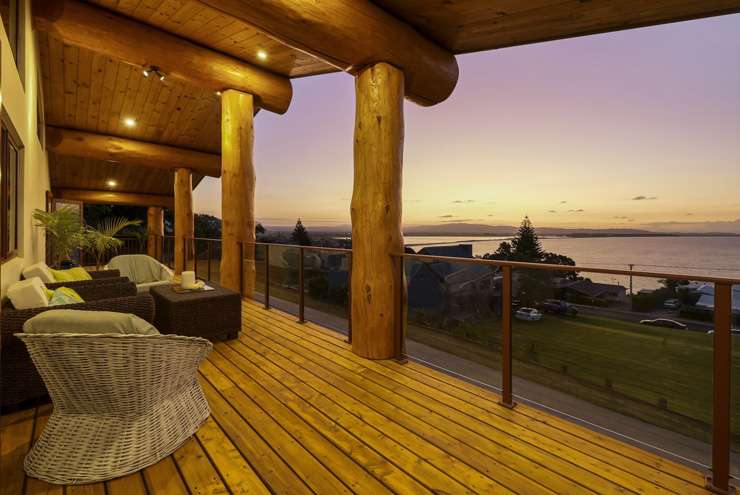 A five-bedroom lodge-style home for sale at 109 Town Point Road, in Maketu, Western Bay of Plenty. Photo / Supplied