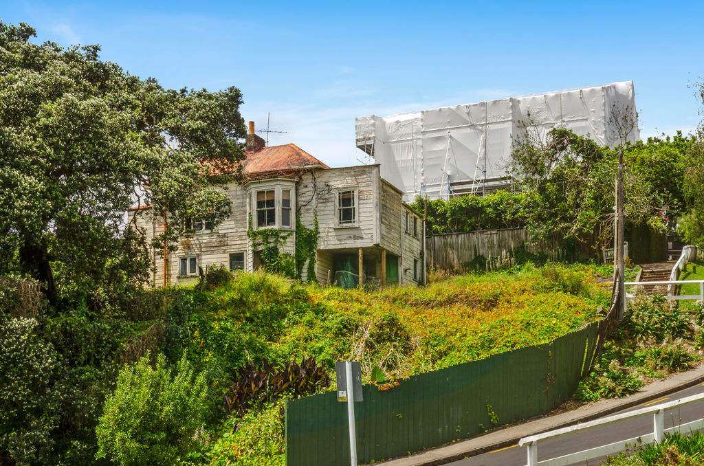 white three story villa with modern black box 83 - 85 St Marys Road St Marys Bay Auckland