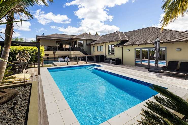 A five-bedroom Italian-inspired home on River Road, in Queenwood, Hamilton, was a standout in the market. Photo / Supplied