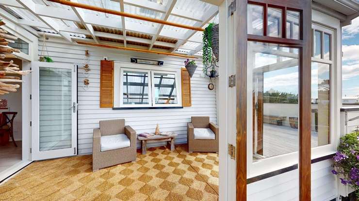Darren Harrison's unusual home at 112 Kahukura Avenue, in Waitarere Beach, has been a labour of love. Photo / Supplied
