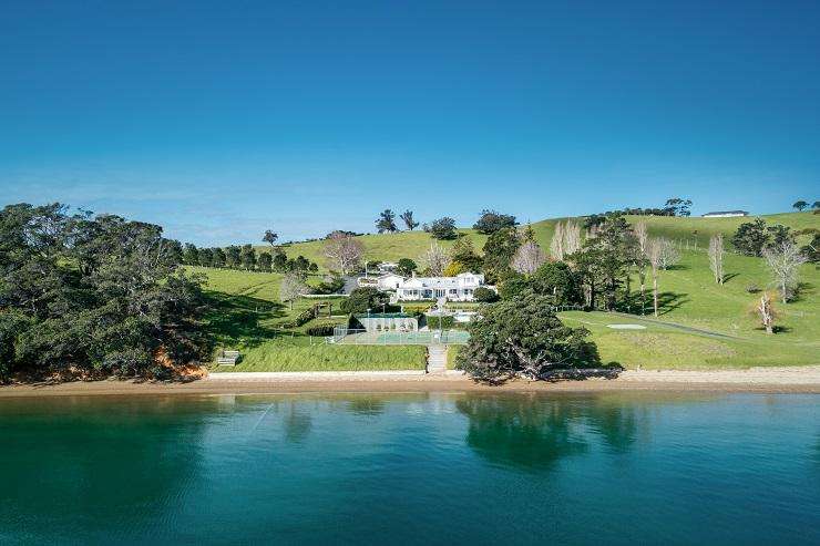 An aerial view of the multi-million-dollar mansion in Pikau Bay  306 Cowes Bay Road Waiheke Island