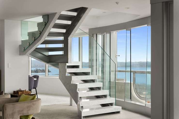 The split-level penthouse in Herne Bay's Shangri La is on the market with a new look. Photo / Supplied