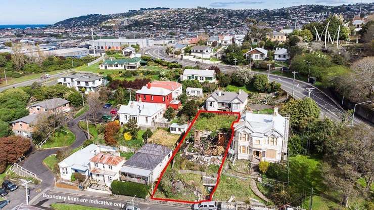 The partially restored heritage villa at 1 Phillips Street, in Kensington, Dunedin, is up for grabs. Photo / Supplied