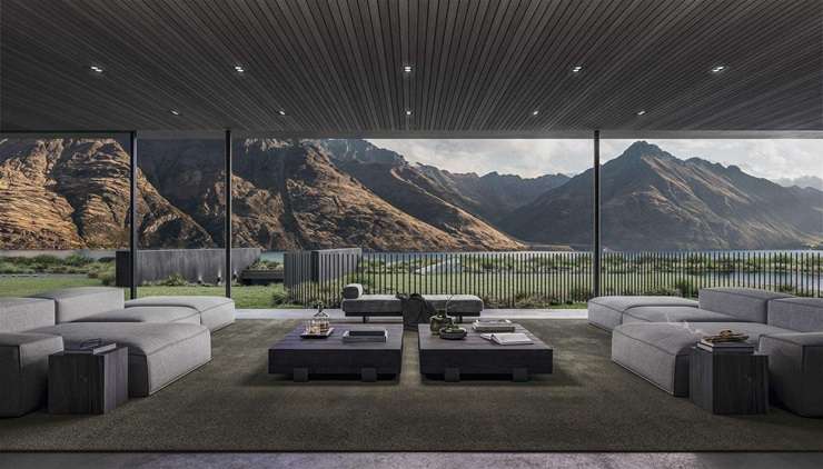 An artist’s impression of a six-bedroom, 10-bathroom mansion planned for 7 Forestlines Rise in Ben Lomond near Queenstown. Photo / Supplied