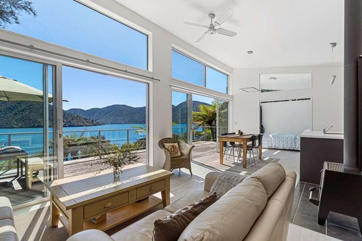 The historic villa for sale at 1024/1028 Elie Bay Road, in Marlborough Sounds. Photo / Supplied