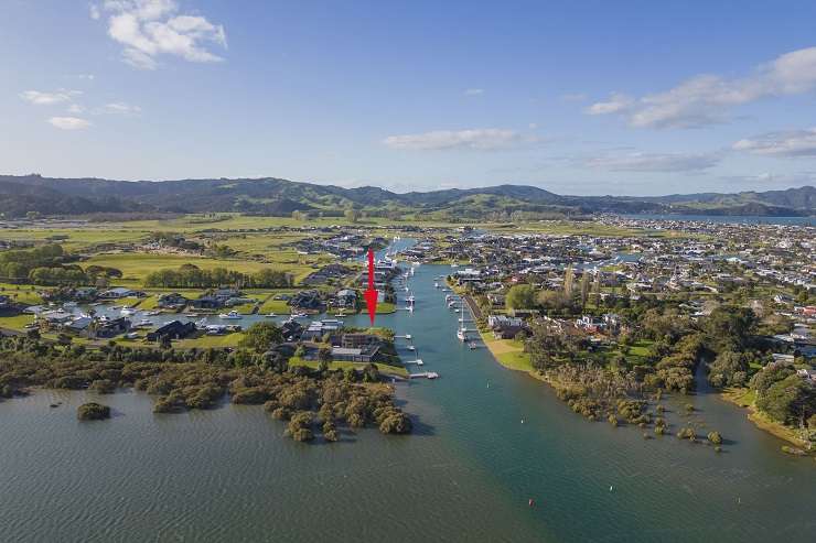 Canal front properties in Whitianga Waterways such as this new build on Awatea Drive fetch premium prices. Photo / Supplied