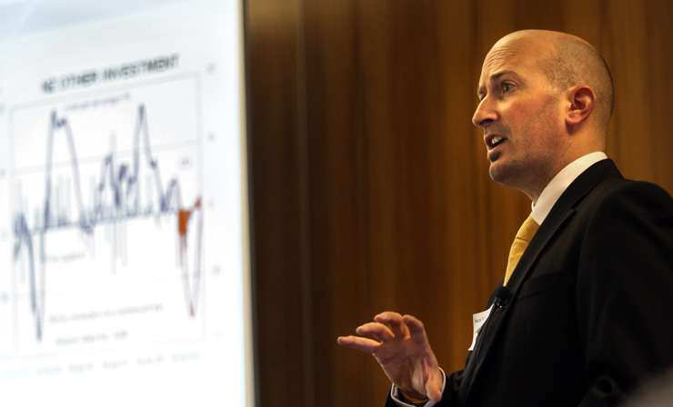 Reserve Bank Governor Adrian Orr and chief economist Paul Conway in February when the RBNZ put the cash rate up to 4.75%. Photo / Getty Images