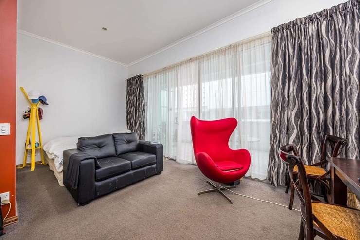 A one-bedroom apartment at 24/137 Quay Street, in Auckland Central. The ground rent for the unit is $28,000 a year. Photo / Supplied