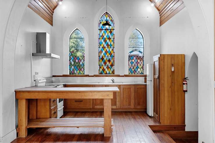 The former St Patrick’s Catholic Church, in Hawea Flat, with an RV of <img.42m is for sale. Photo / Supplied