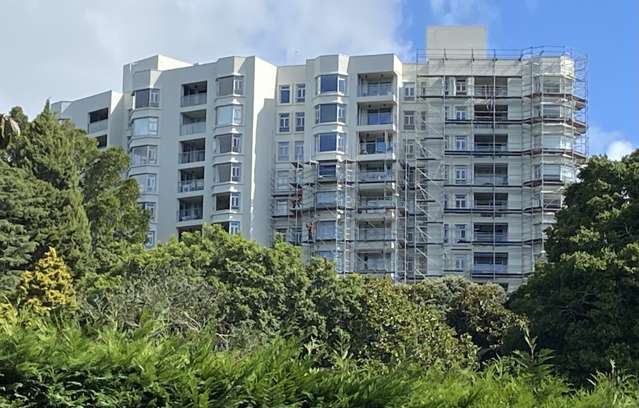 Scaffolding around another trophy apartment tower - but agent scotches leaky rumours