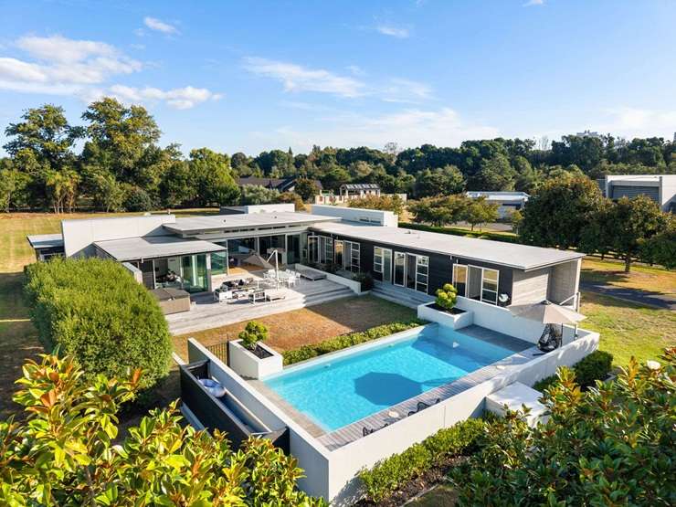 A five-bedroom Italian-inspired home on River Road, in Queenwood, Hamilton, was a standout in the market. Photo / Supplied