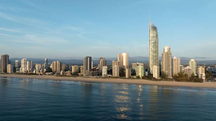 Kiwi developer Danny Andrews with his daughter and his firm's general manager, Sarah Daniels. They have just launched their A$900 million South Beach apartment project on Queensland’s Gold Coast. Photo / Supplied
