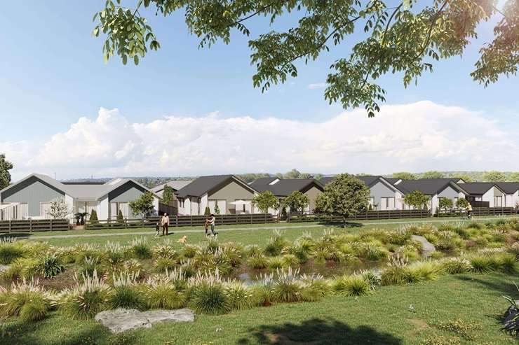 The Elmbridge Mews subdivision adjacent to Preston Park, is the first of its kind in Christchurch. Pictured is the completed show home, Photo / Suppled