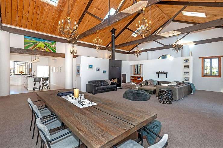 The five-bedroom, four-bathroom home at 10 Riverpoint Road, in Matawhero, started its life as the Colosseum Restaurant and Bar, which was set up by wine legend Denis Irwin. Photo / Supplied