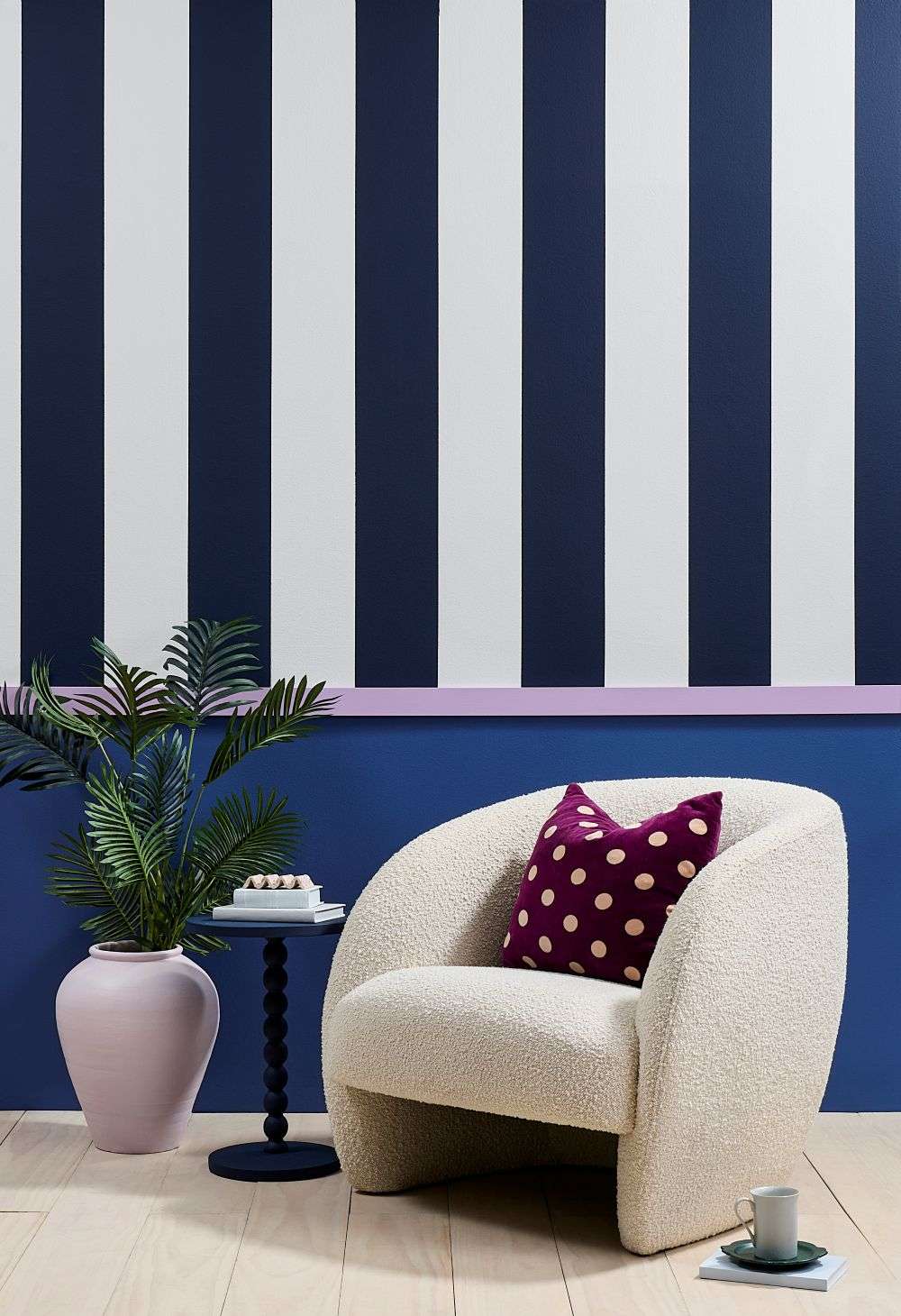Wall and floor in Resene Half Sea Fog with mural by Leigh Stockton in Moonbeam. Project by Tracey Strange, image by Belinda Merrie.