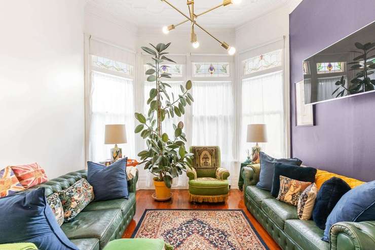 The five-bedroom house at 8 Margaret Street, in Auckland's Freemans Bay, has been owned by World fashion icons Dame Denise L’Estrange Corbet and Francis Hooper for 25 years. Photo / Supplied