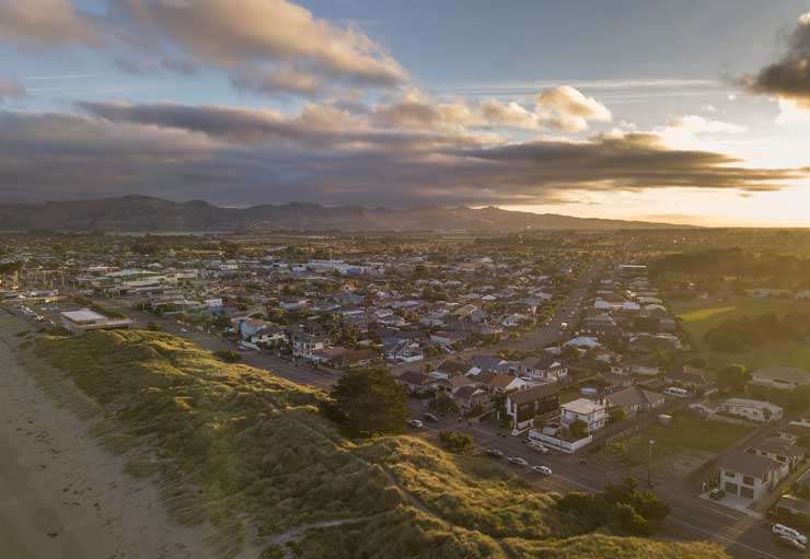 Houses in the Auckland suburb of Half Moon Bay look out to the harbour