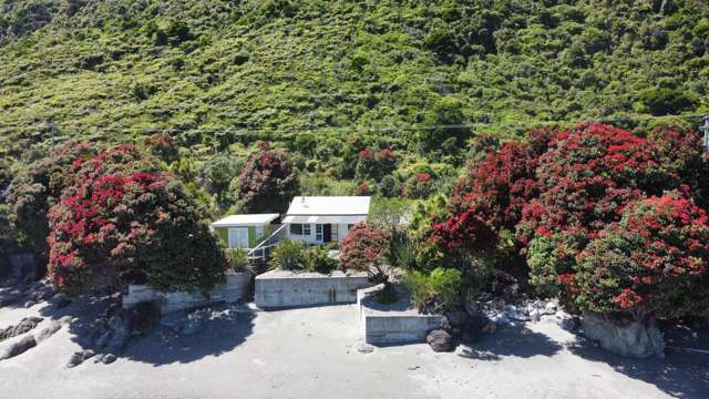 Private waterfront bach on West Coast Road