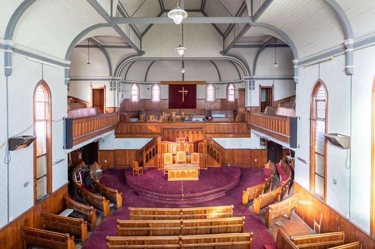 The former Trinity Presbyterian Church is up for grabs after its sale to an Auckland developer. Photo / Supplied