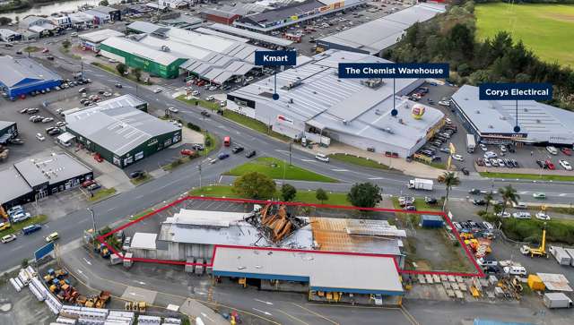 Fire-damaged redevelopment site in Whangārei