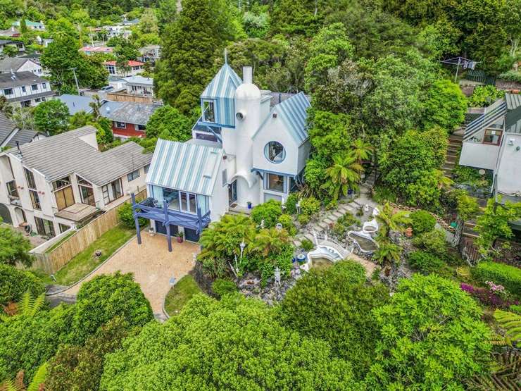 Parker House, designed by famed architect Roger Walker, was built by his head builder, Colin Parker. It's on the market for sale for only the second time in almost 50 years. Photo / Supplied